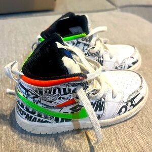 NIKE Air Jordan white, green, orange sneakers